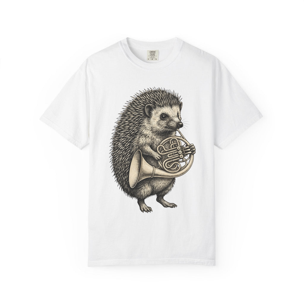 Hedgehog Horn Shirt Animals Instruments Unisex Gift Retro product image 1
