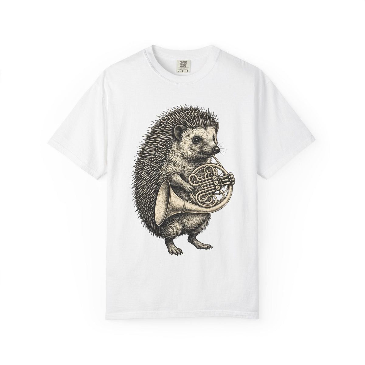 Hedgehog Horn Shirt Animals Instruments Unisex Gift Retro product image 1