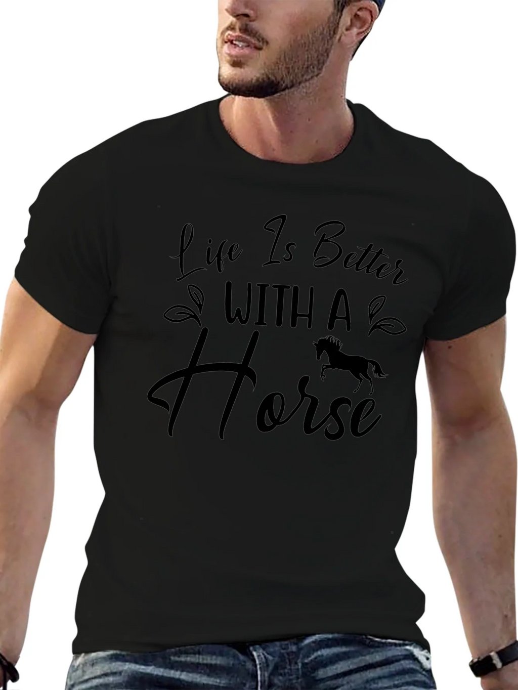 Life Is Better With A Horse T-Shirt - Black product image 3
