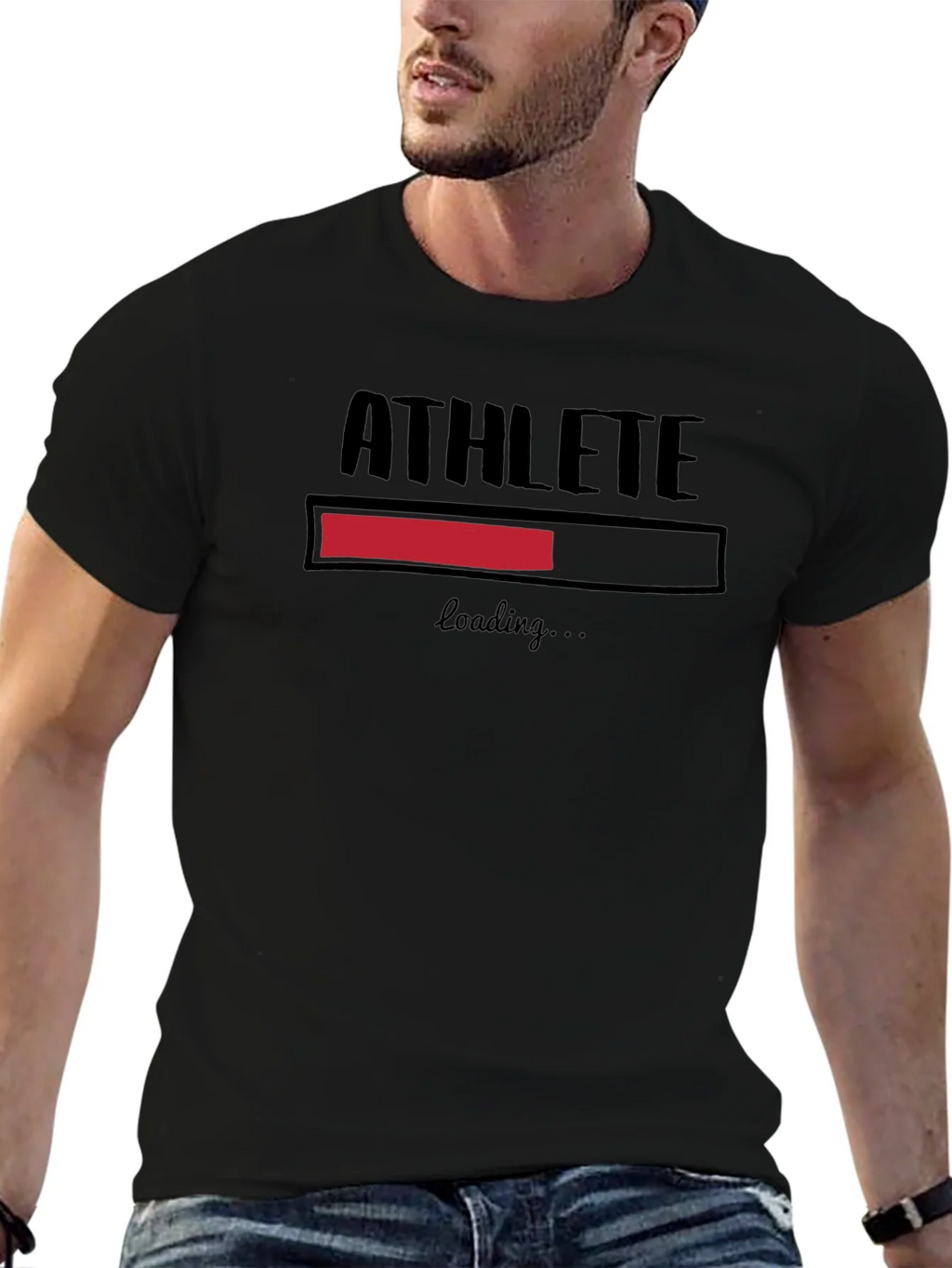 Athlete Loading Black Graphic T-Shirt product image 4