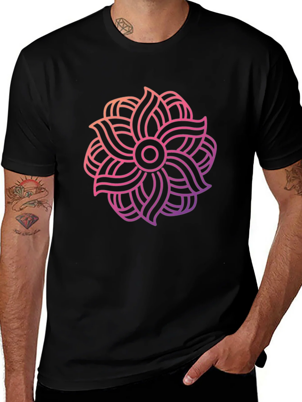 Abstract Floral Graphic Black T-Shirt product image 1