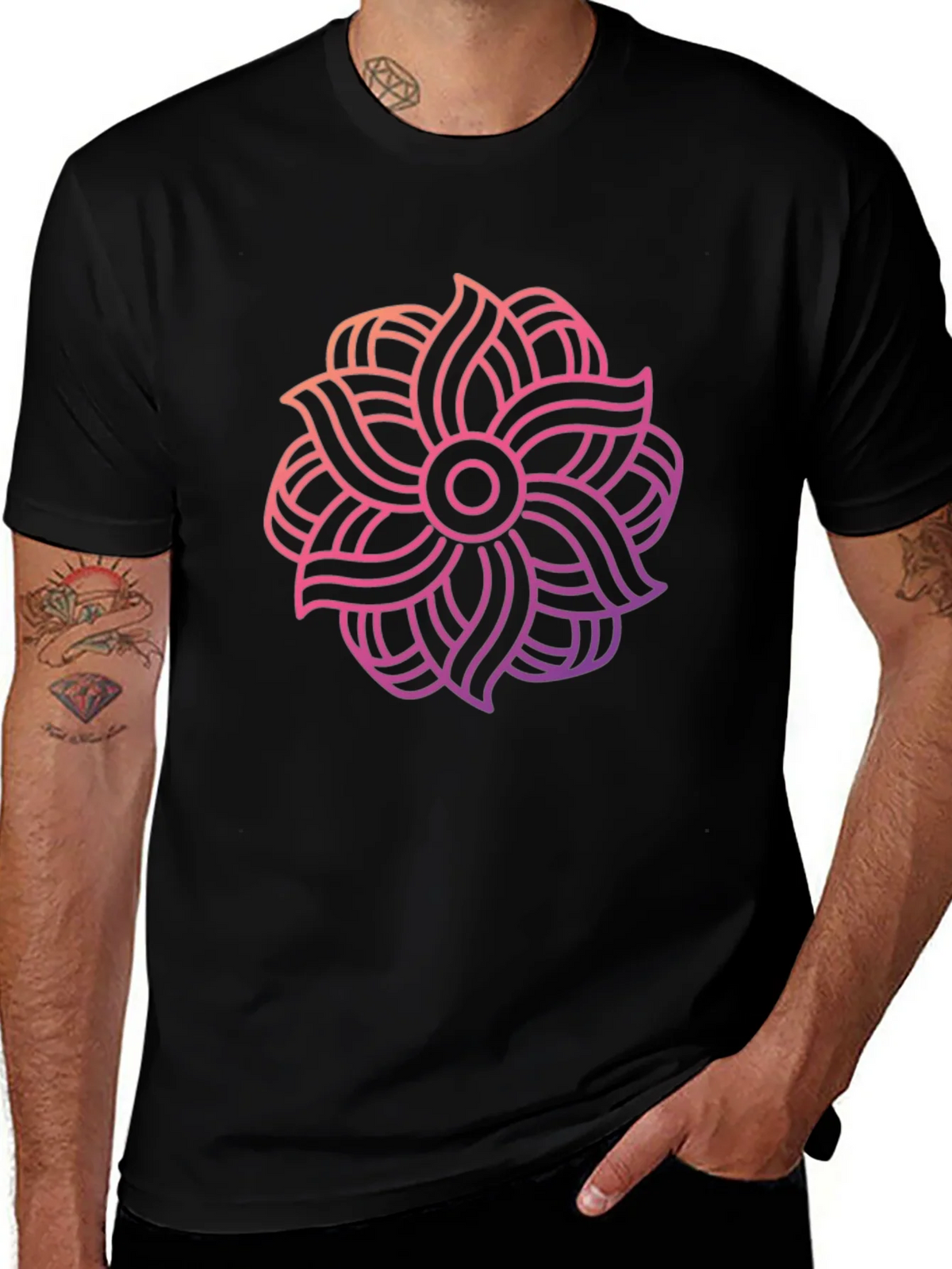 Abstract Floral Graphic Black T-Shirt product image 1