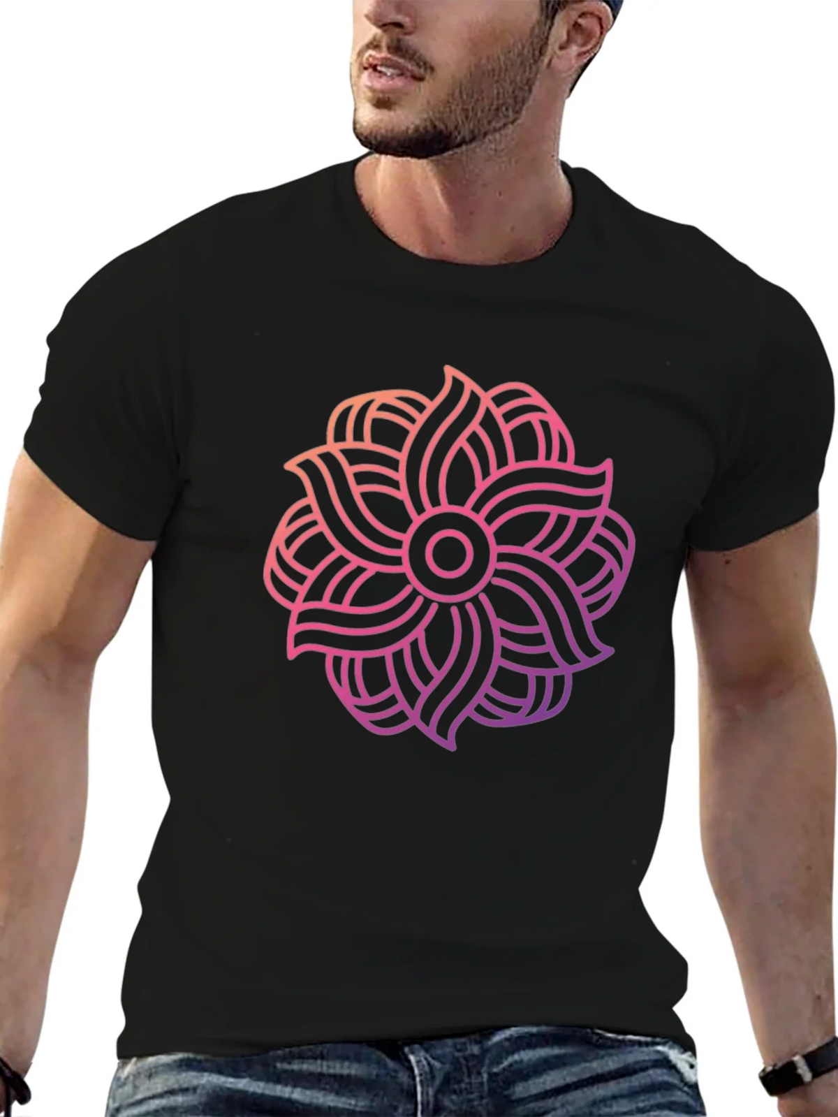 Abstract Floral Graphic Black T-Shirt product image 6