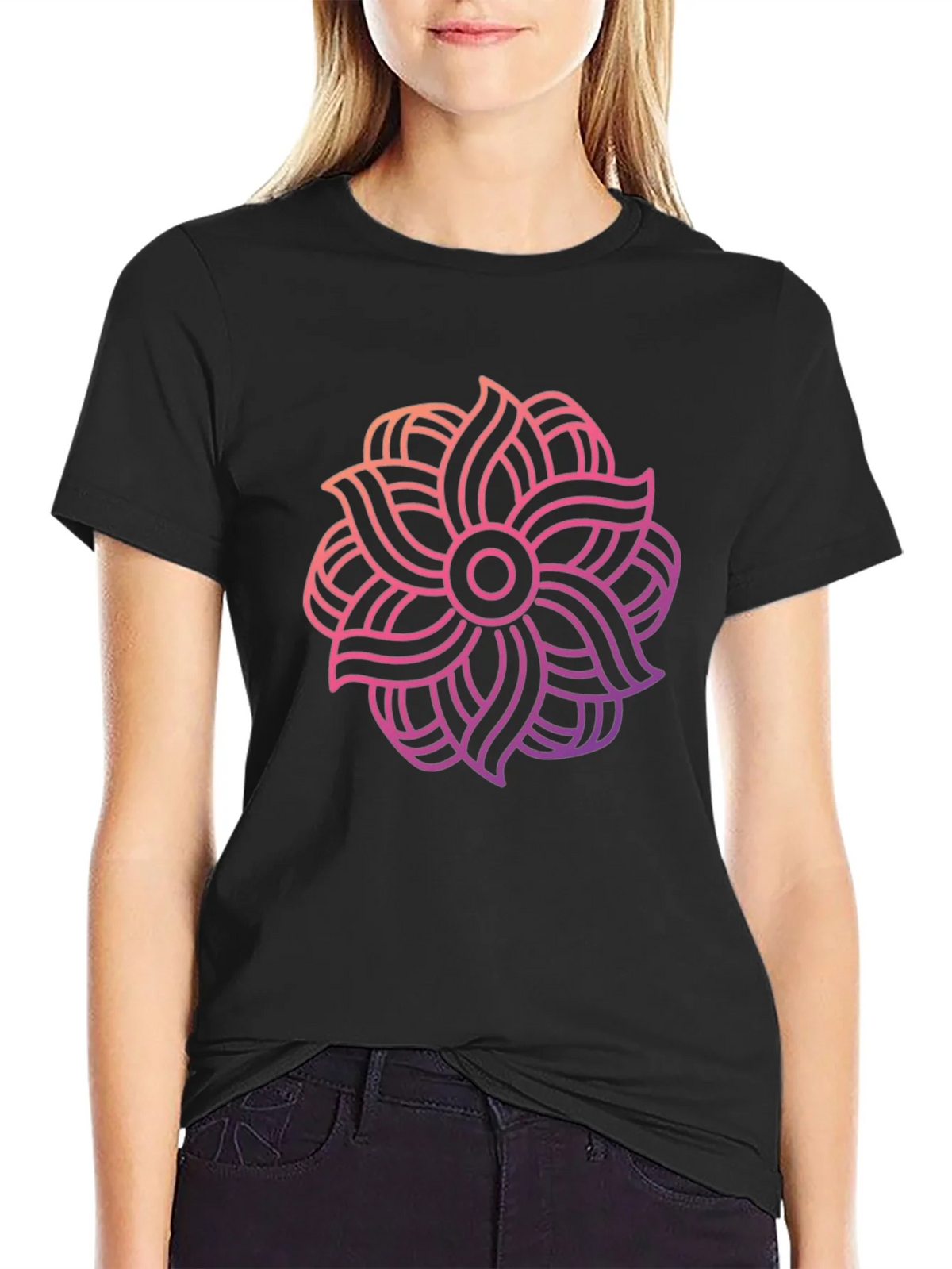 Abstract Floral Graphic Black T-Shirt product image 2