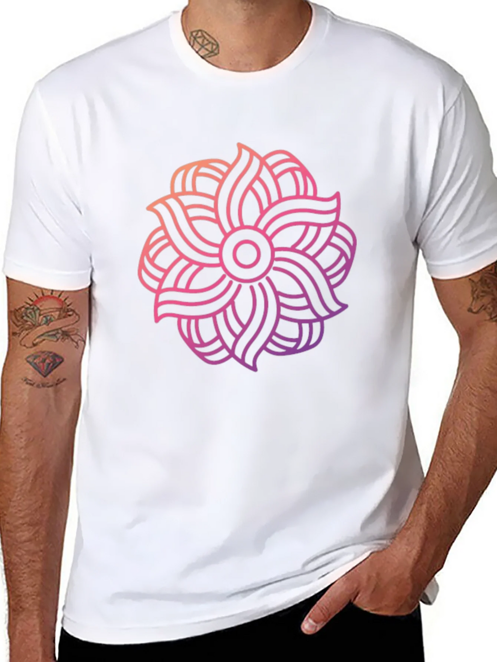 Abstract Floral Graphic Black T-Shirt product image 7