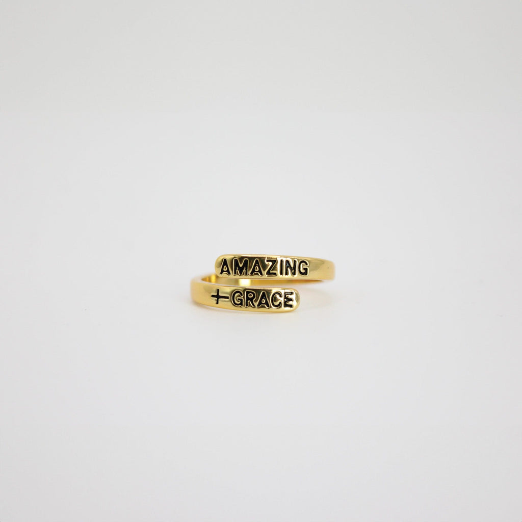 Amazing Grace with 18K Gold Plated Stainless Steel Ring