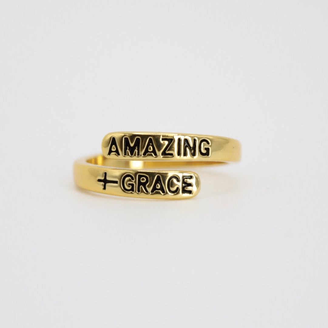 Amazing Grace with 18K Gold Plated Stainless Steel Ring