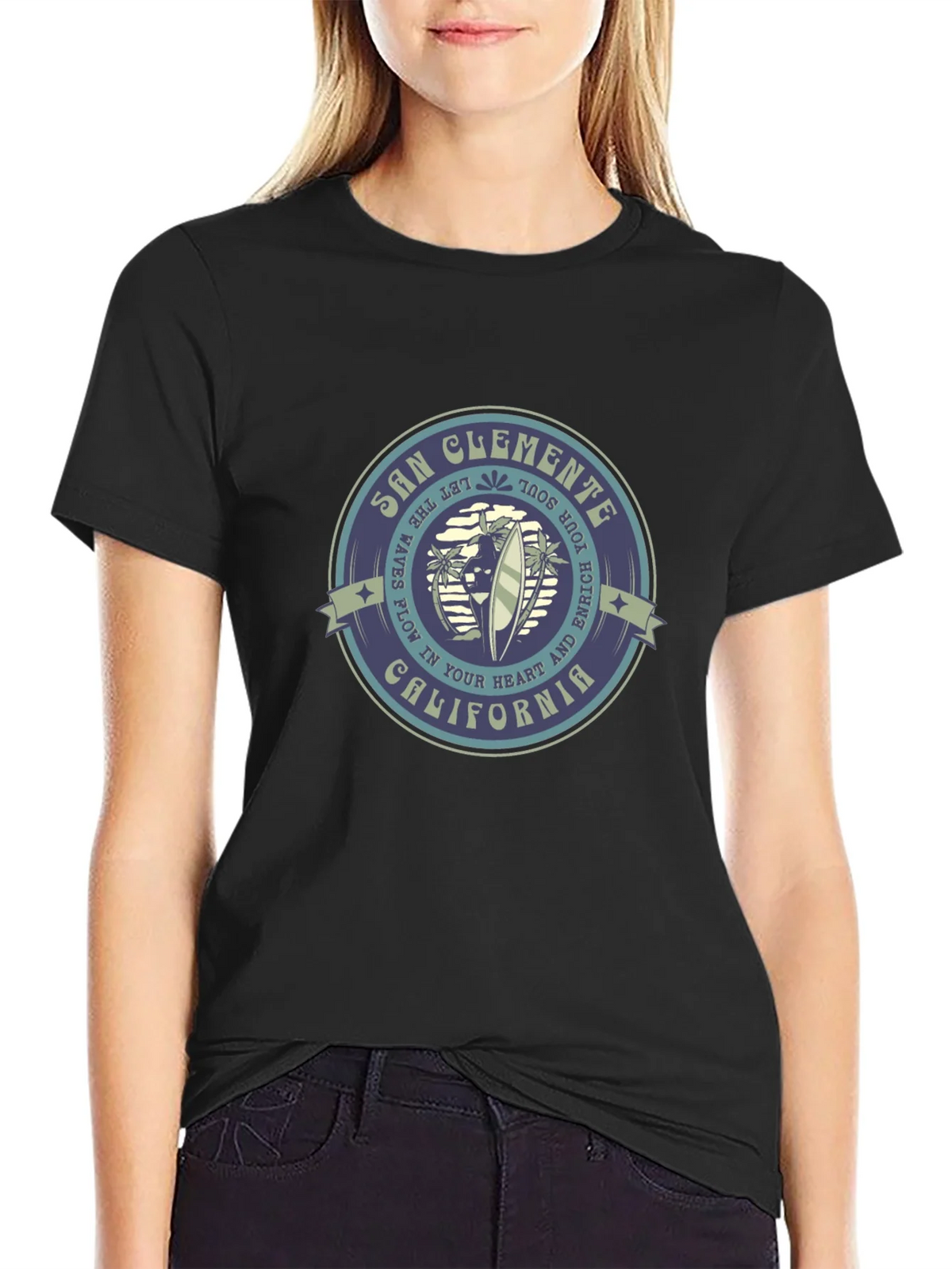 San Clemente California Graphic Tee - Black product image 1
