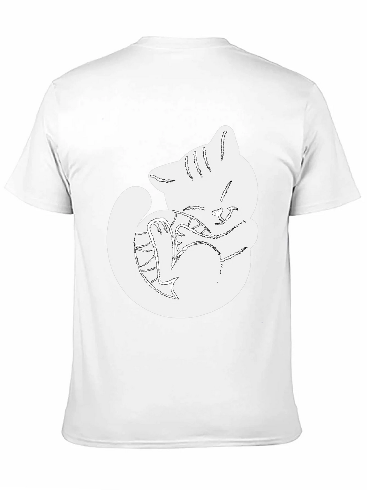 Cute Cat Outline Black T-Shirt product image 10