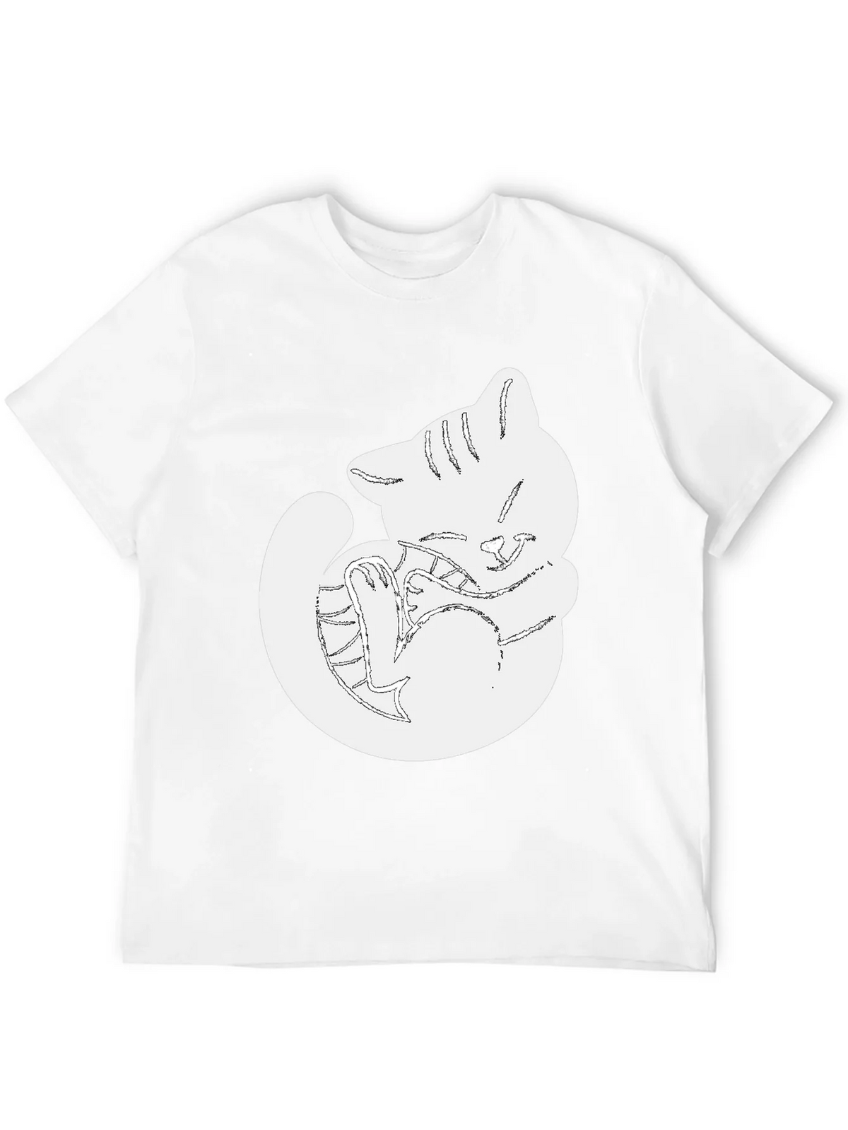 Cute Cat Outline Black T-Shirt product image 11