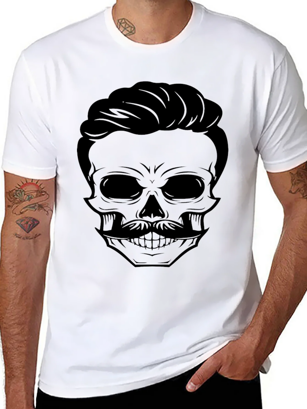 Skull and Mustache Graphic T-Shirt - Mens product image 4