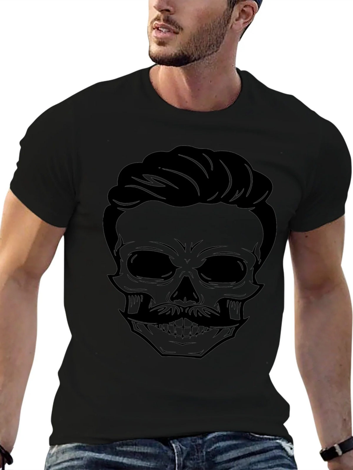 Skull and Mustache Graphic T-Shirt - Mens product image 3
