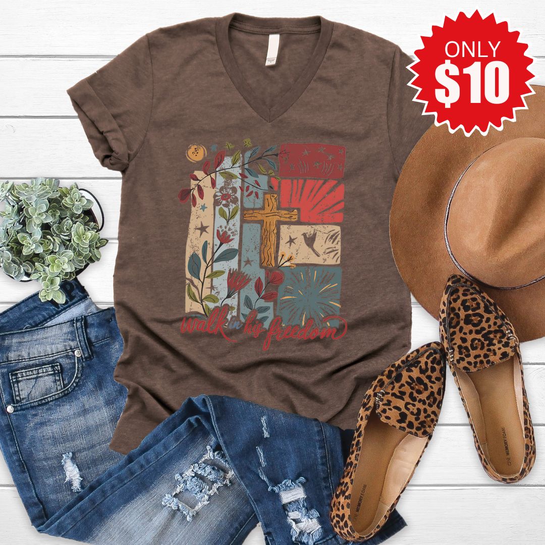 Walk In His Freedom V-Neck - 10
