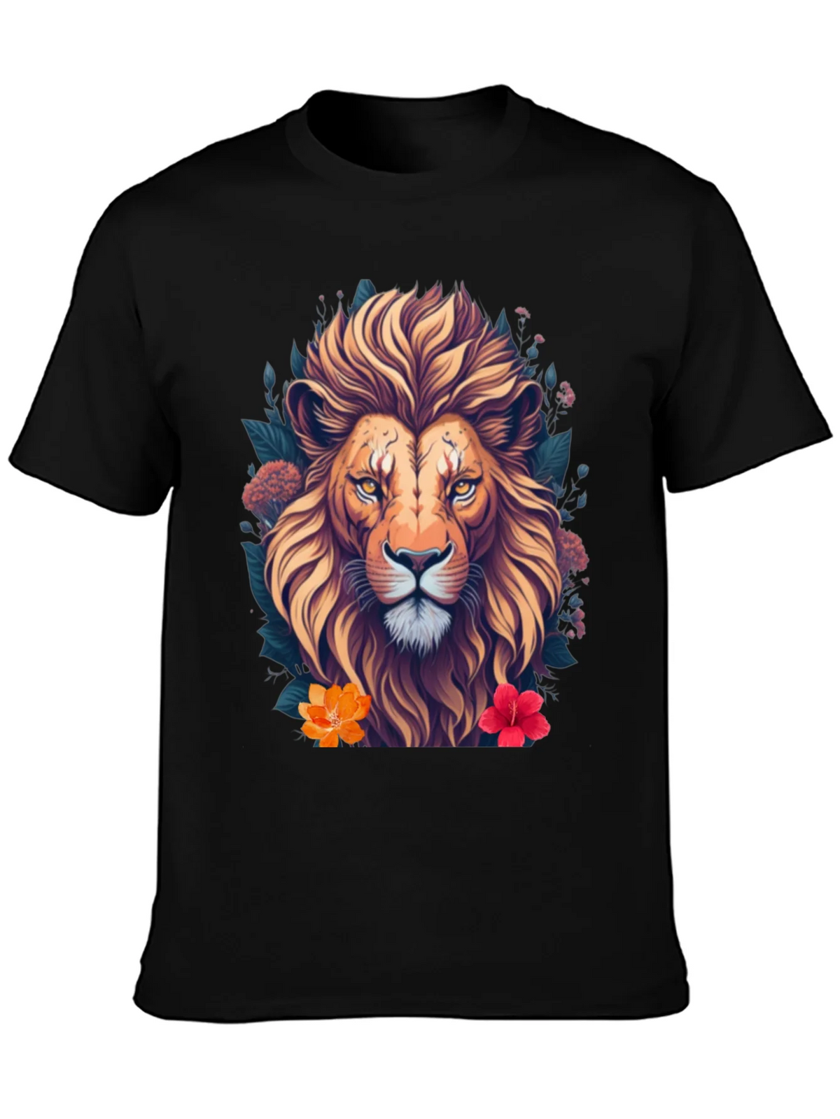 Lion Floral T-Shirt Unique Graphic Tee product image 2