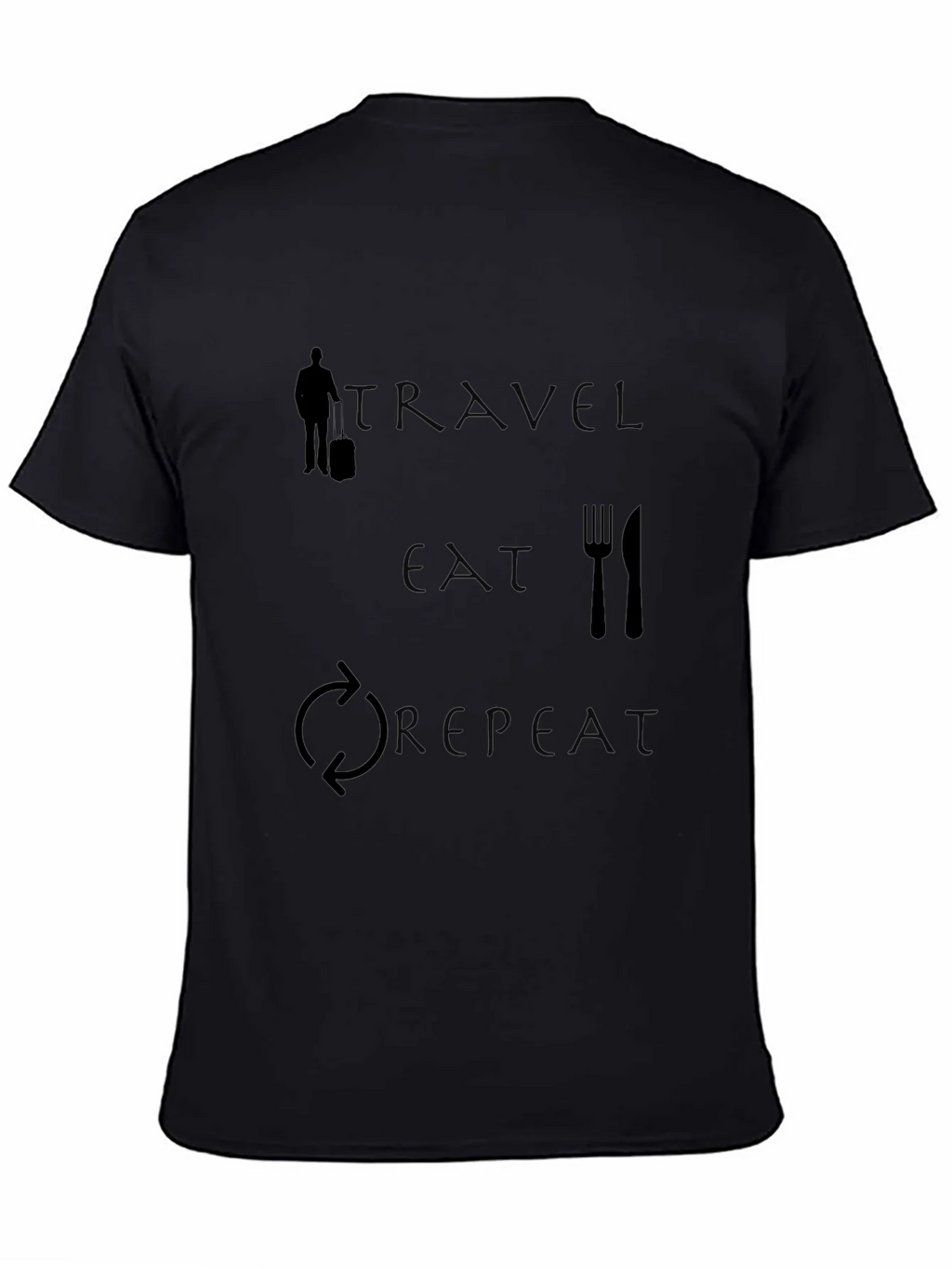 Travel Eat Repeat Graphic Tee - Black Cotton T-Shirt product image 1