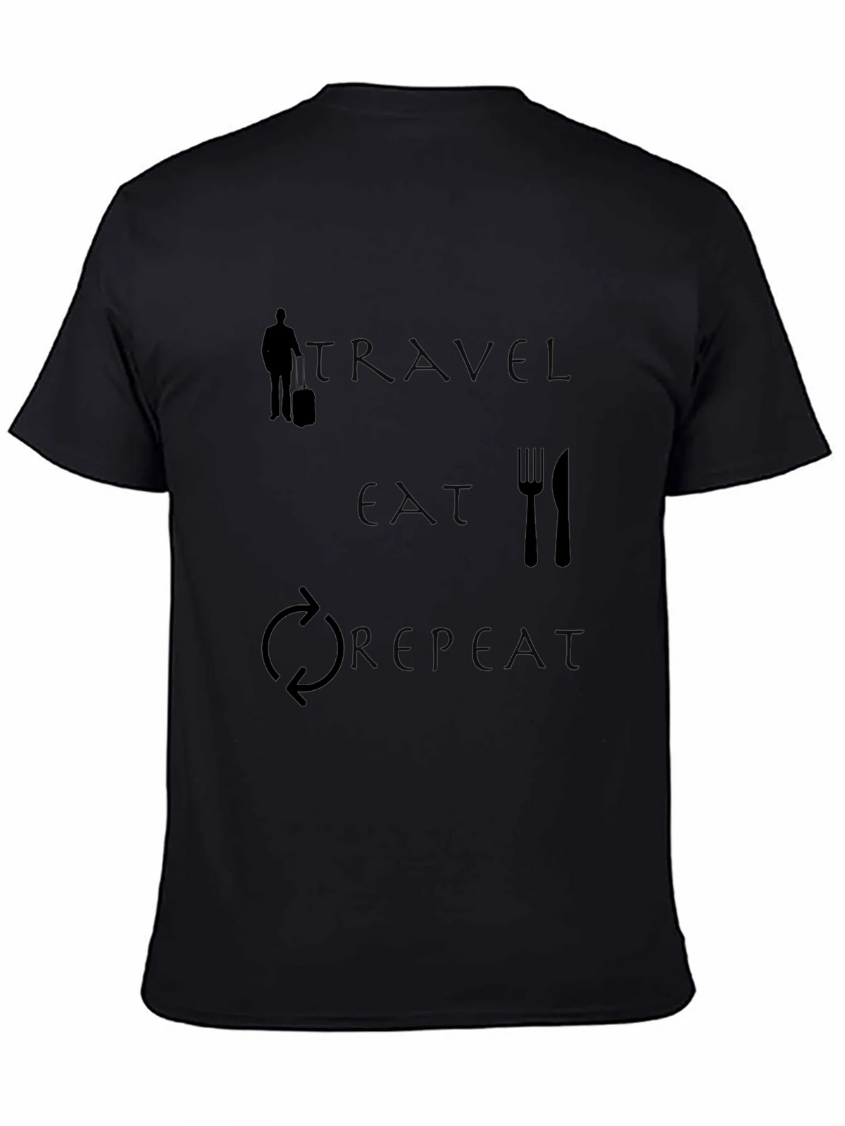 Travel Eat Repeat Graphic Tee - Black Cotton T-Shirt product image 1