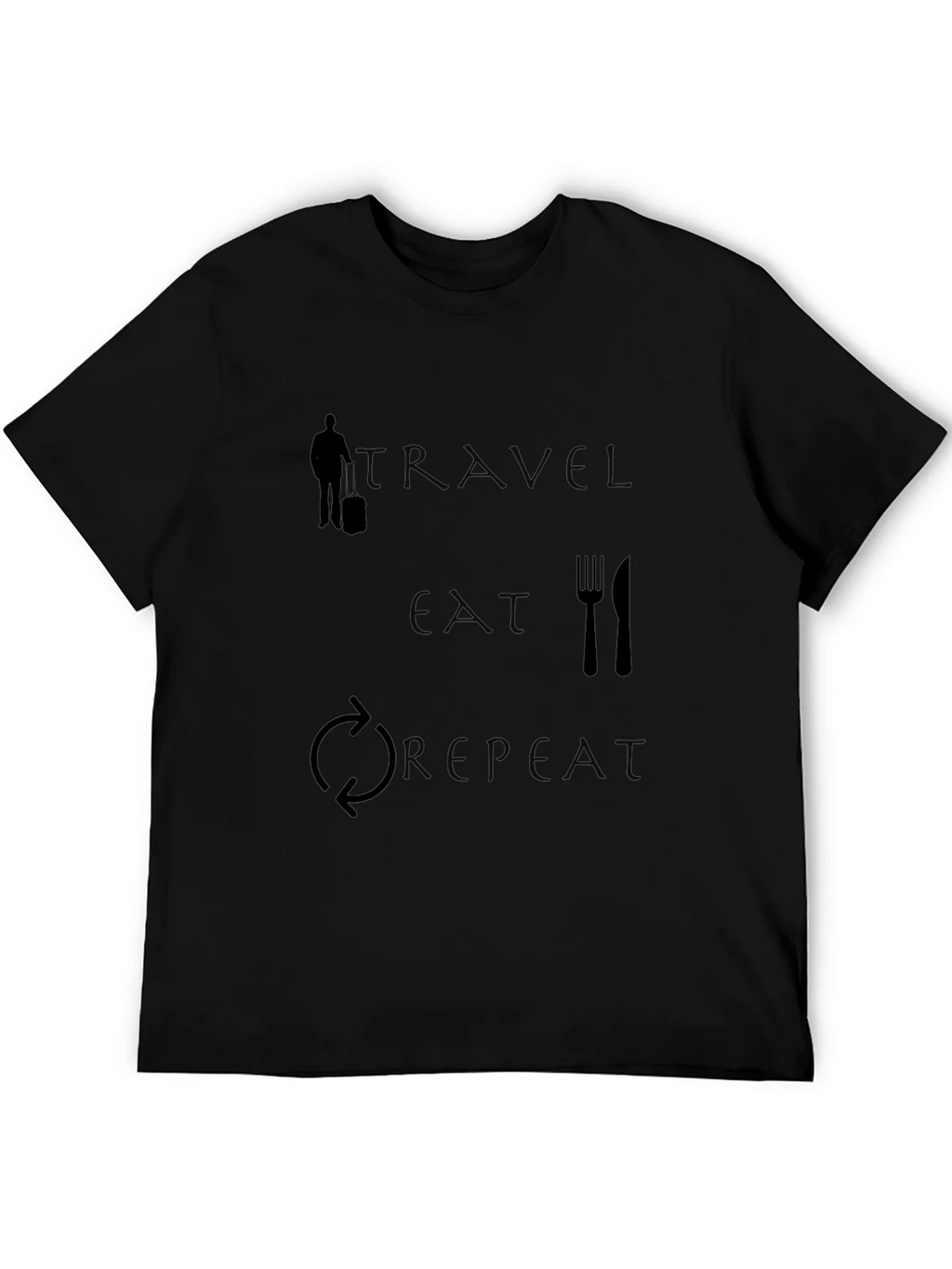 Travel Eat Repeat Graphic Tee - Black Cotton T-Shirt product image 2