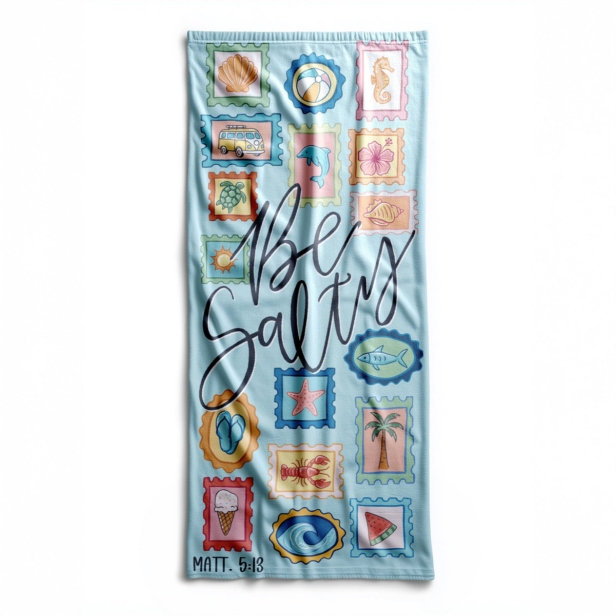 Be Salty Stamps Beach Towel