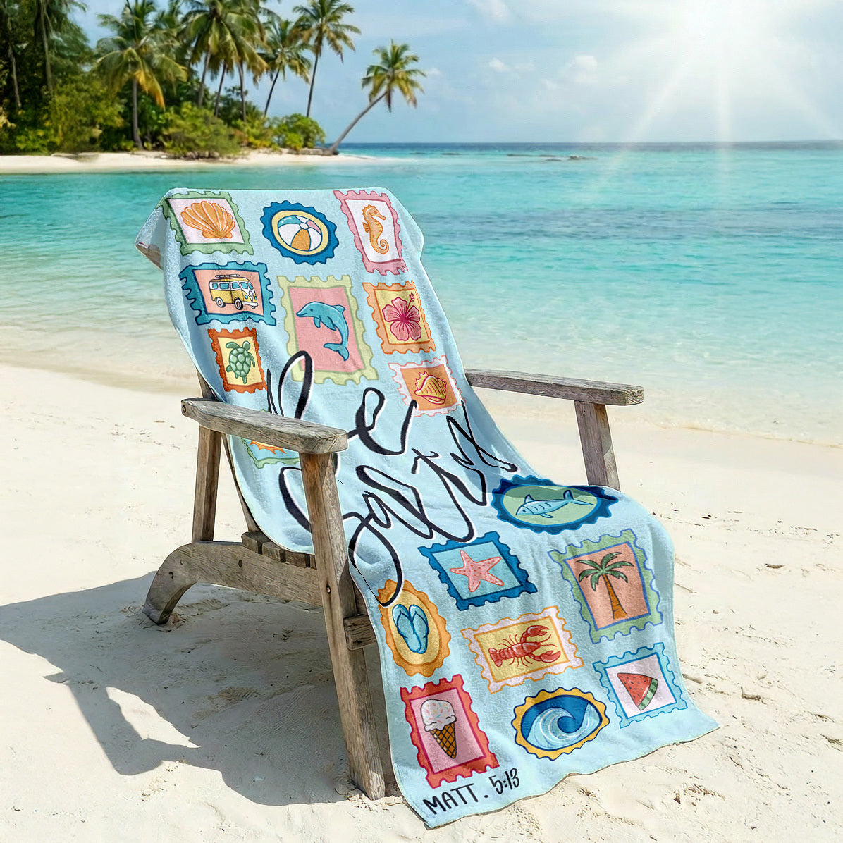 Be Salty Stamps Beach Towel