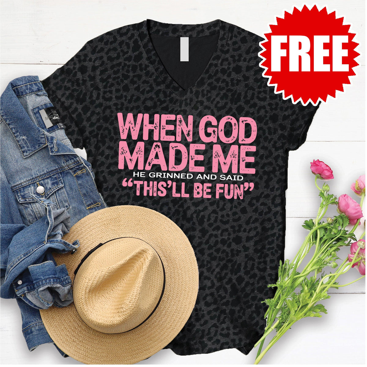 When God Made Me V-Neck - 0