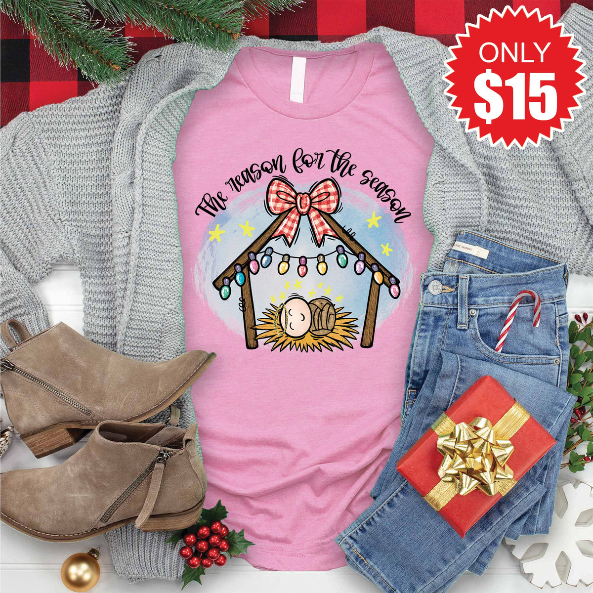 The Reason For Season Tee - Heather Bubble Gum - 15 product image 1