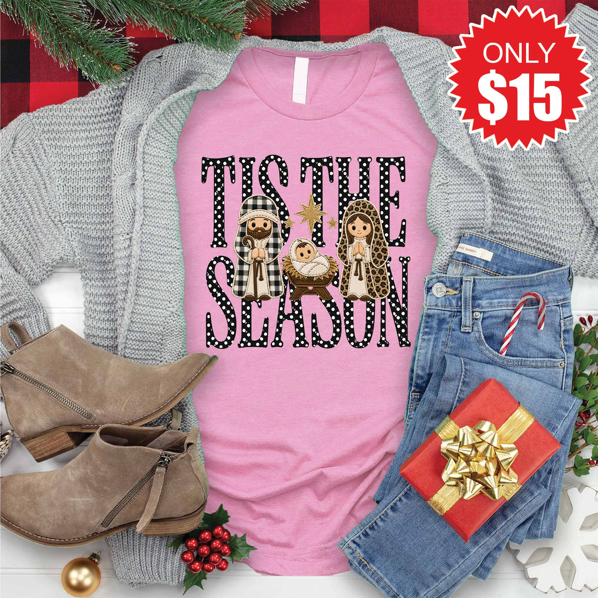 Tis The Season Tee - Heather Bubble Gum - 15 product image 1