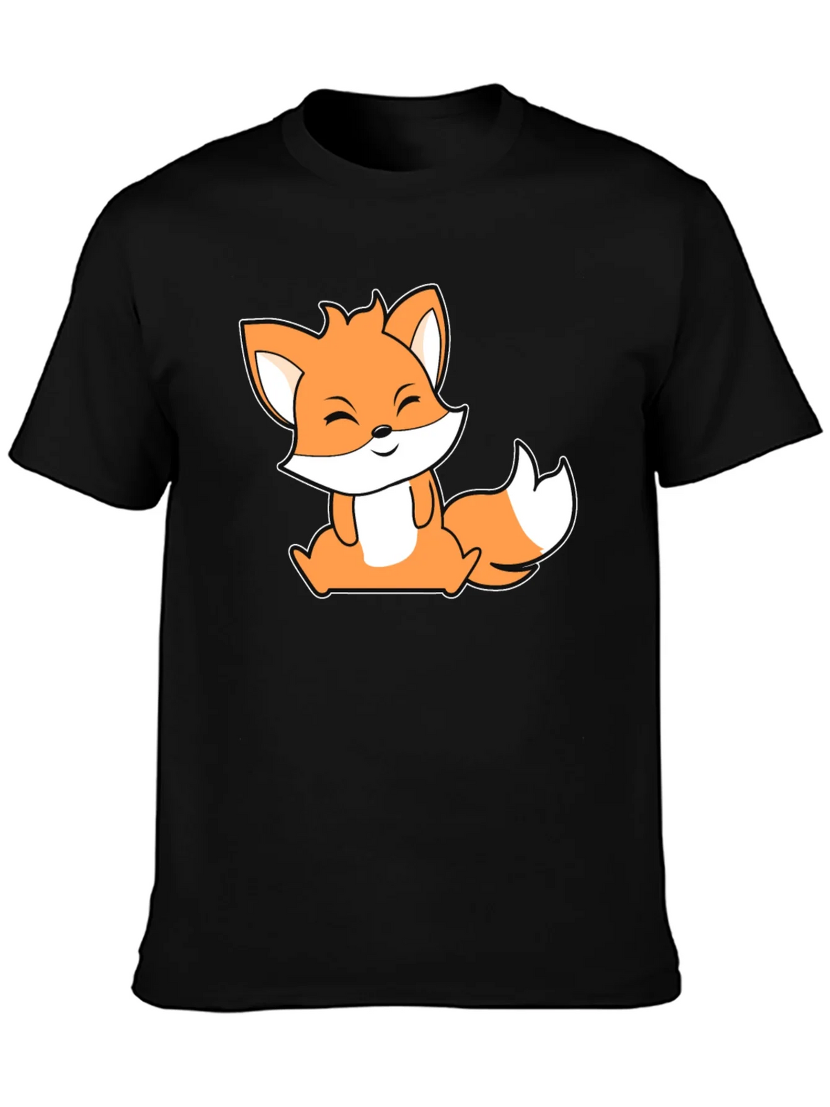 Cute Fox Graphic Black T-Shirt product image 3