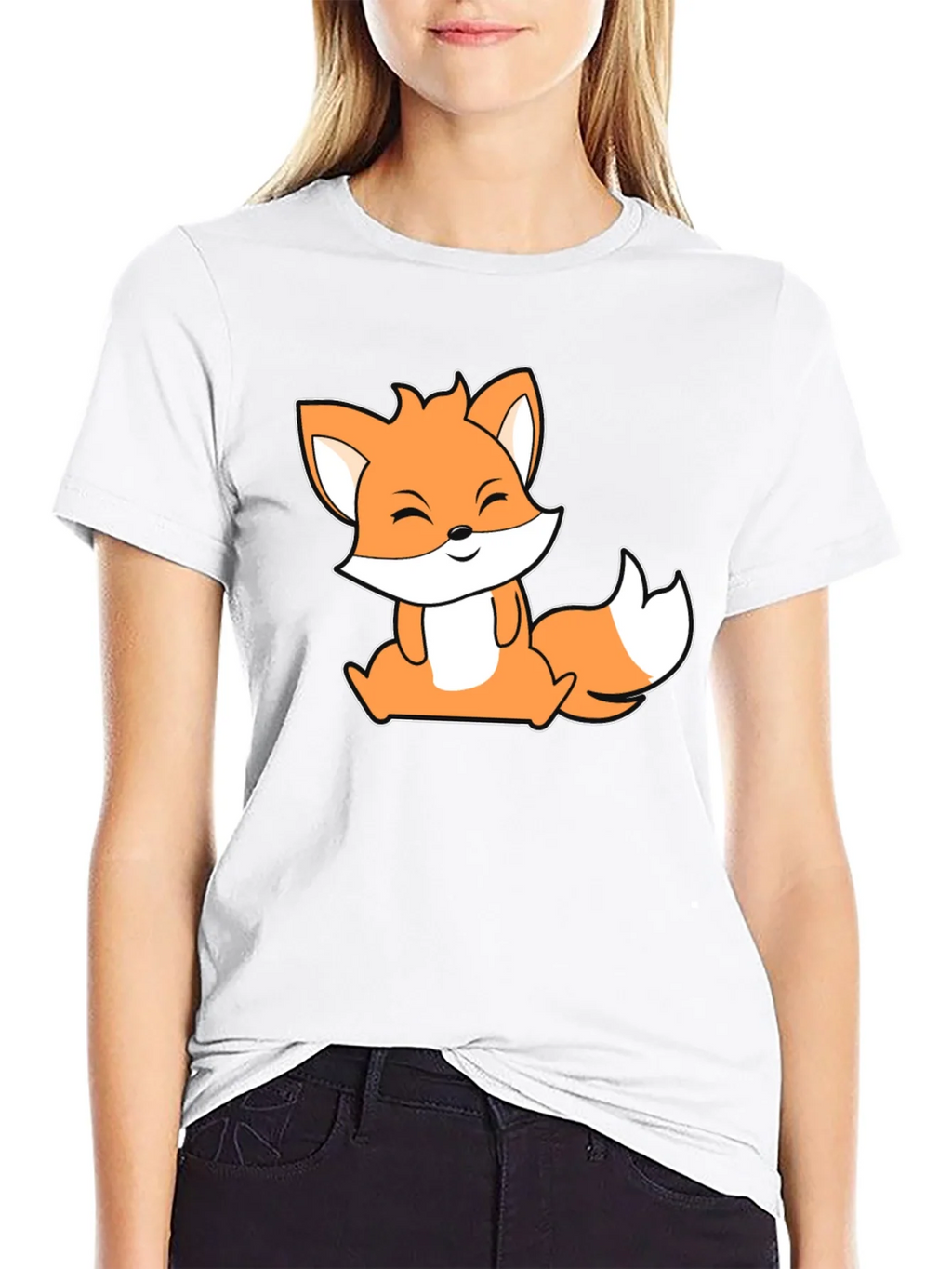 Cute Fox Graphic Black T-Shirt product image 8