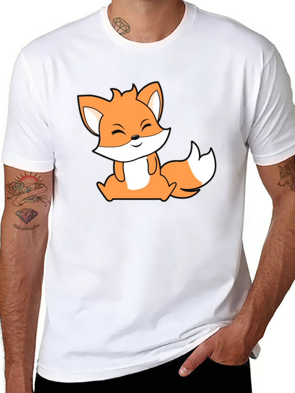 Cute Fox Graphic Black T-Shirt product image 7