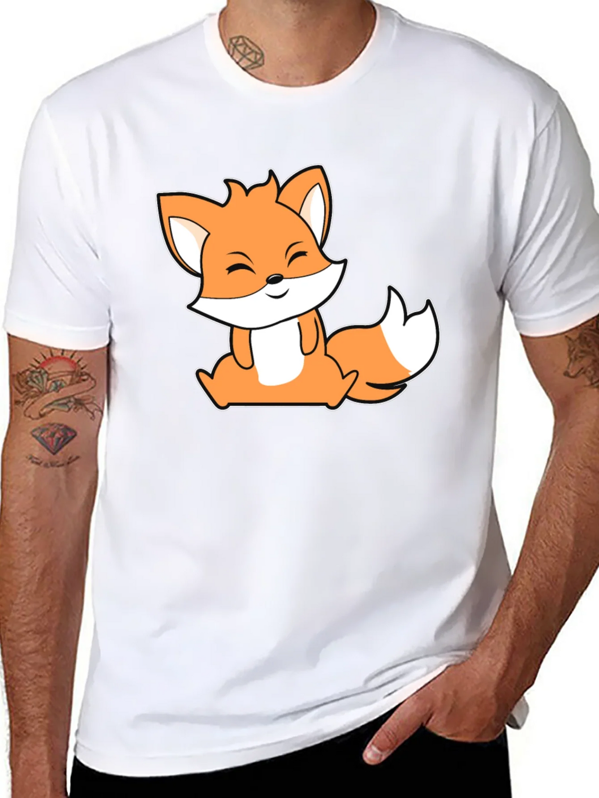 Cute Fox Graphic Black T-Shirt product image 7