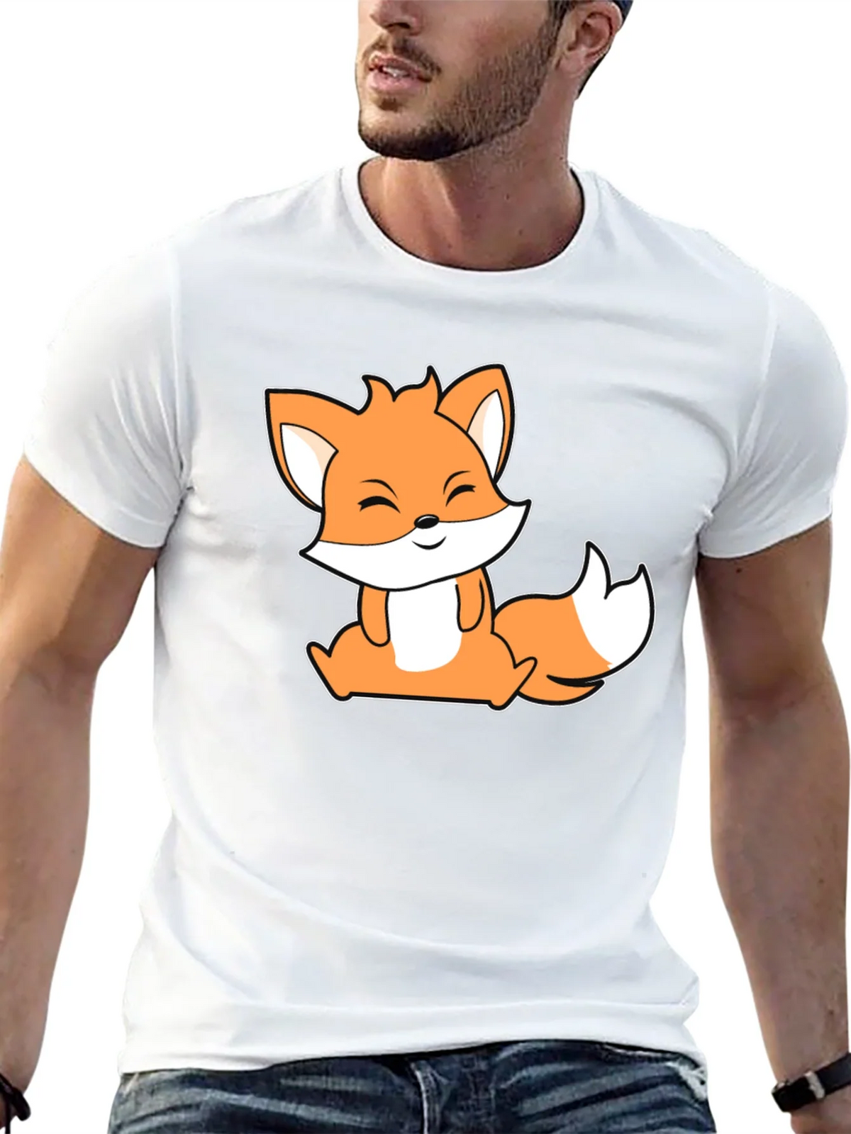 Cute Fox Graphic Black T-Shirt product image 12