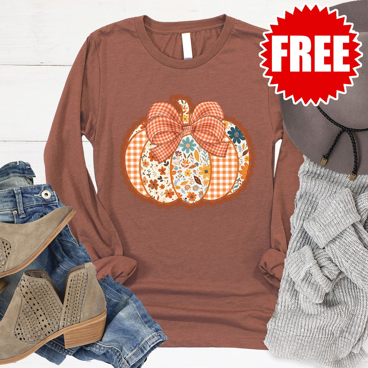Pumpkin Long Sleeve - Heather Chestnut - 0