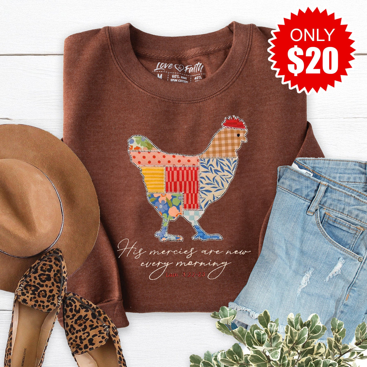 Embellished Chicken Patchwork Crewneck Sweatshirt - 20 product image 1