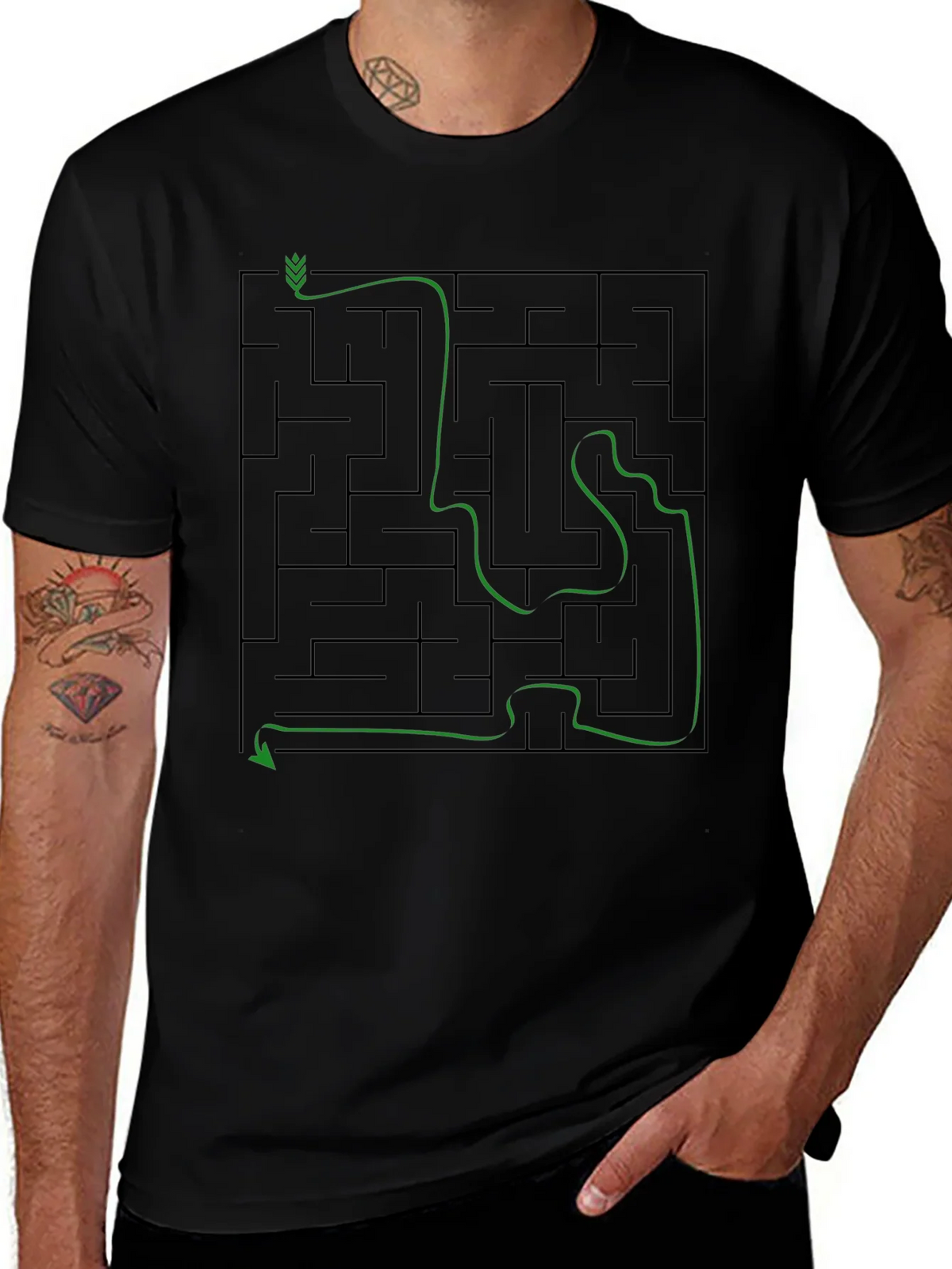 Maze Solution Graphic Tee - Mens Cotton T-Shirt product image 1
