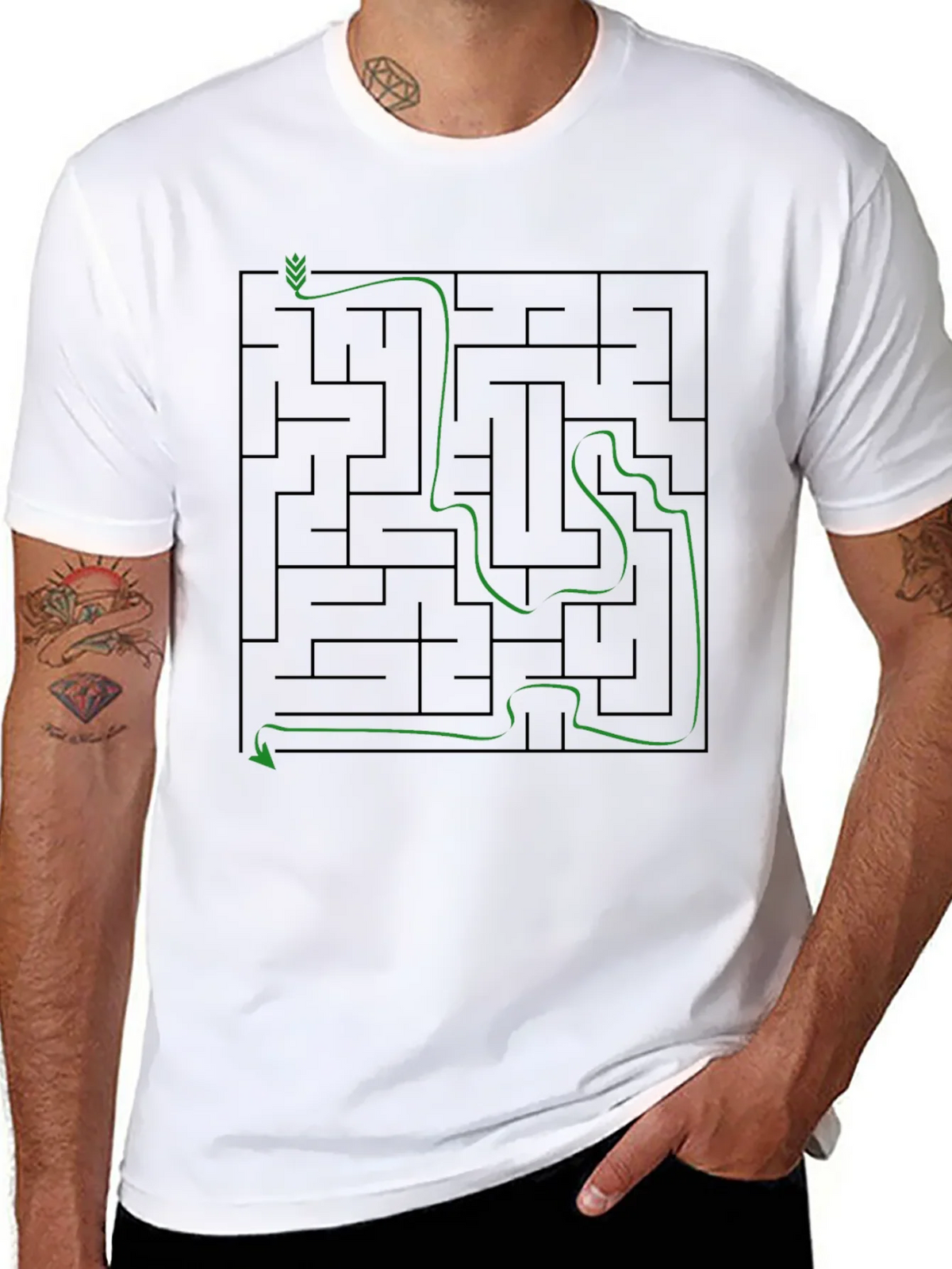 Maze Solution Graphic Tee - Mens Cotton T-Shirt product image 7