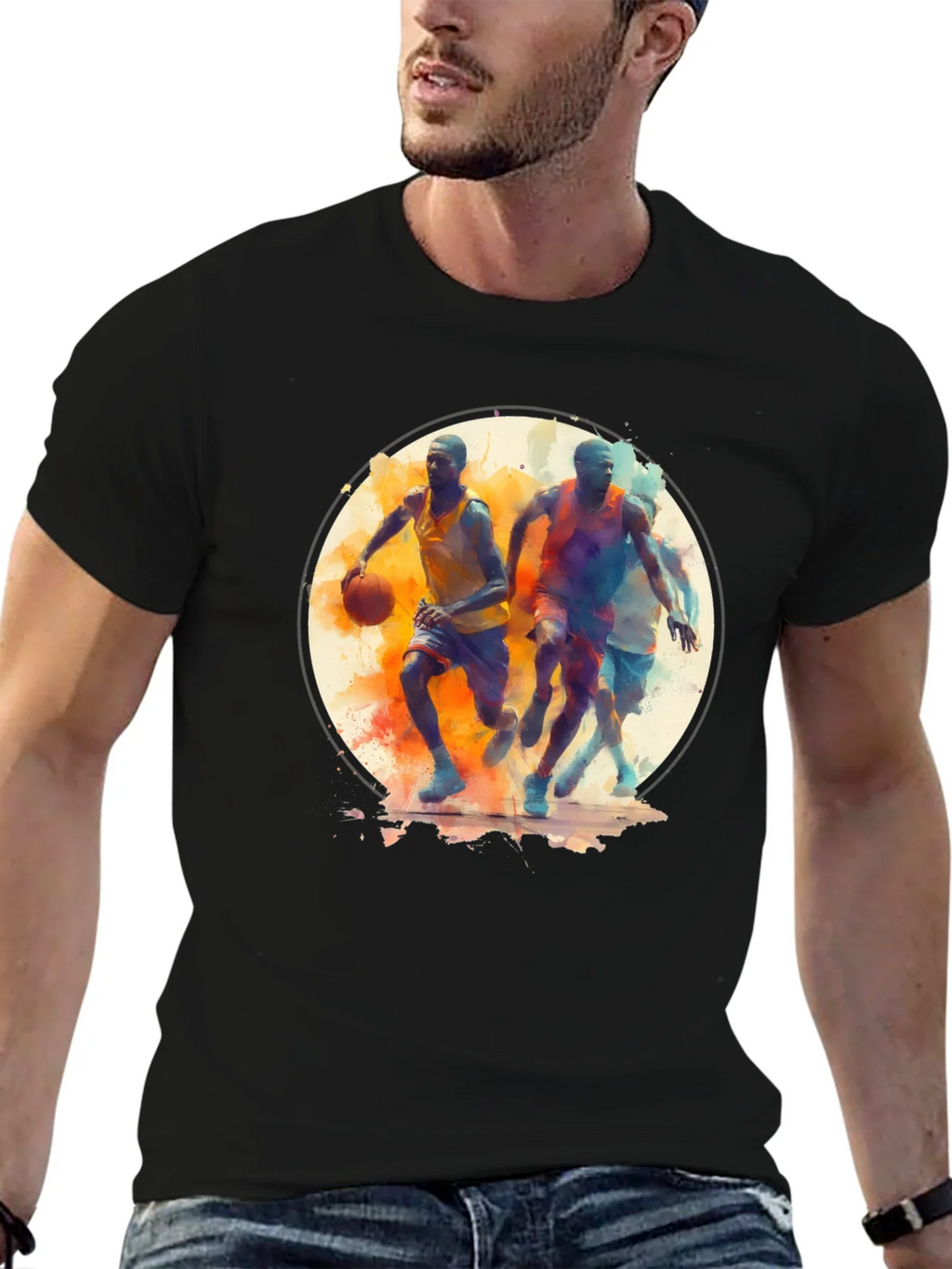 Basketball Players Black T-Shirt product image 2