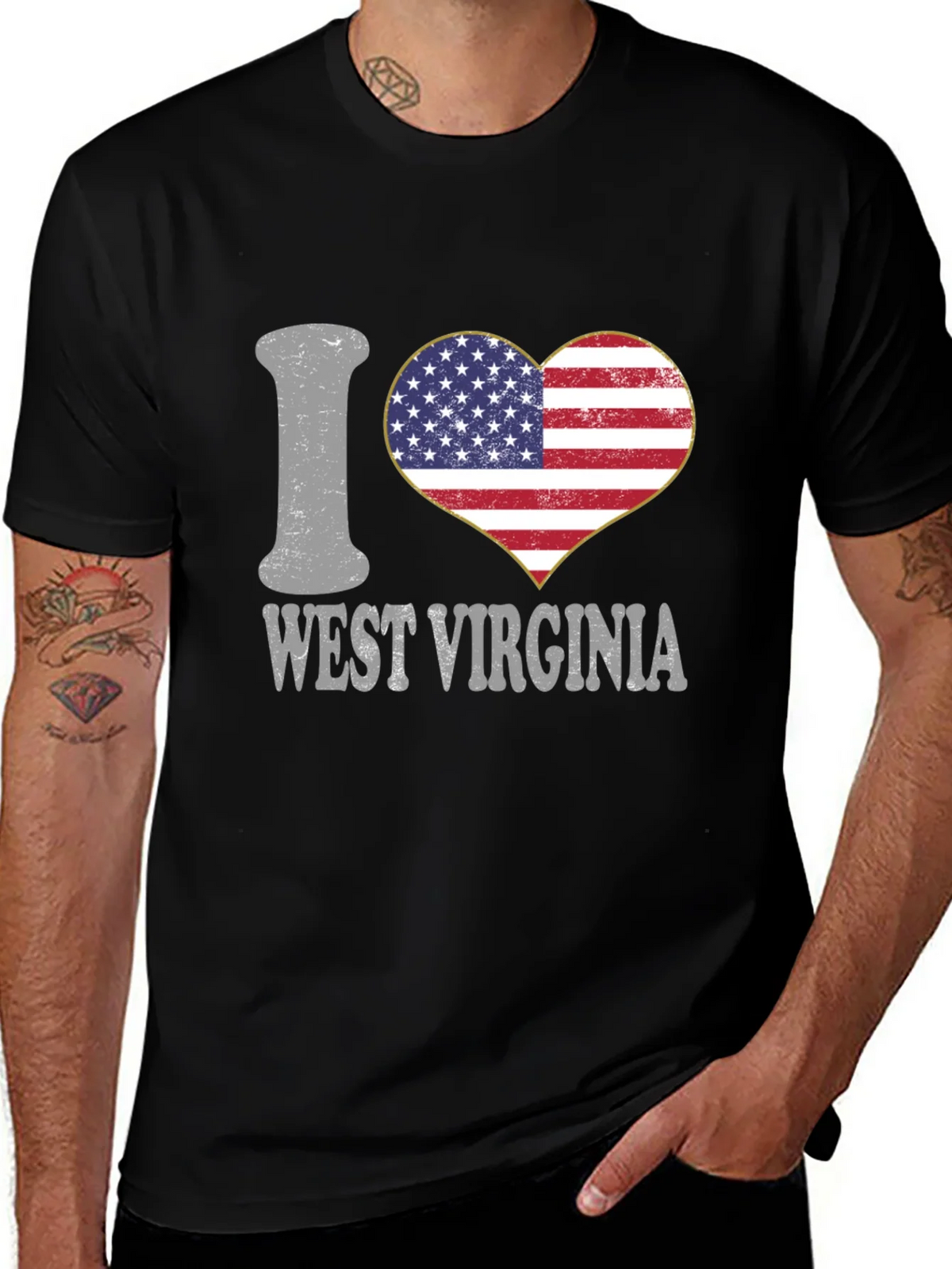I Love West Virginia Patriotic Heart T-Shirt product image 1