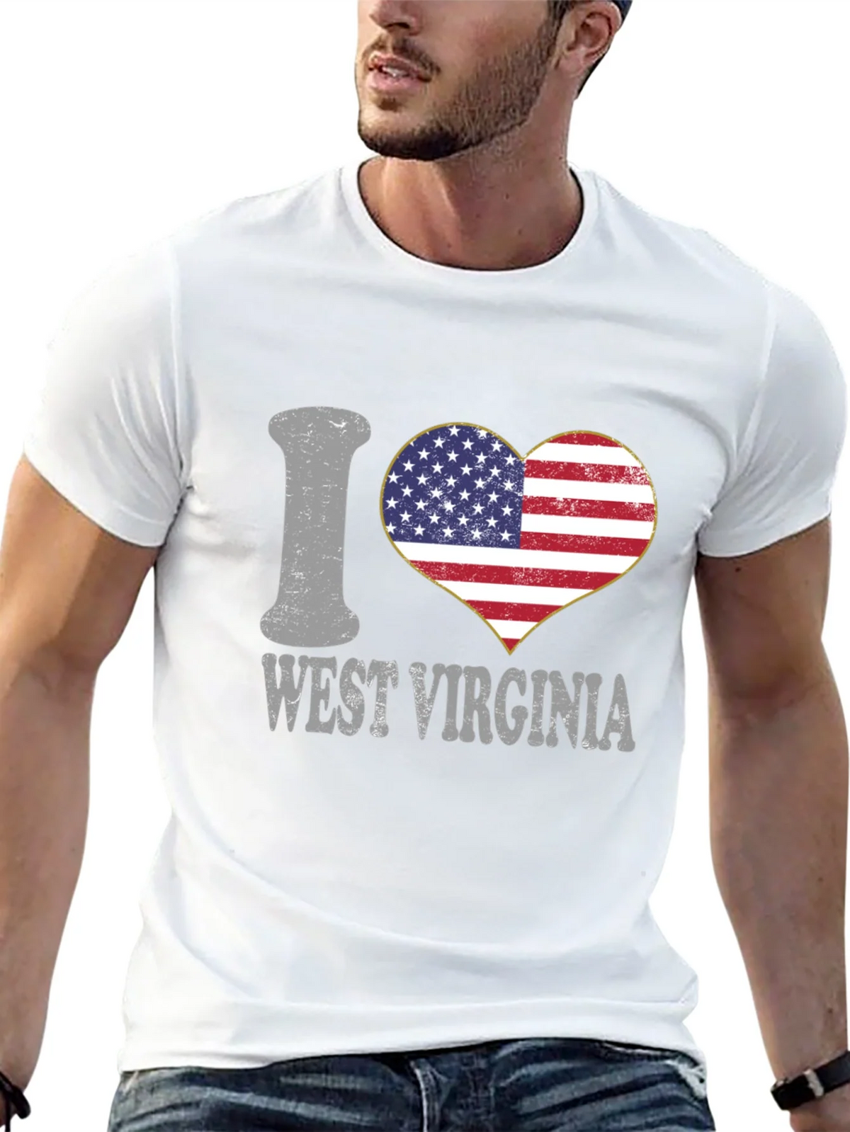 I Love West Virginia Patriotic Heart T-Shirt product image 12