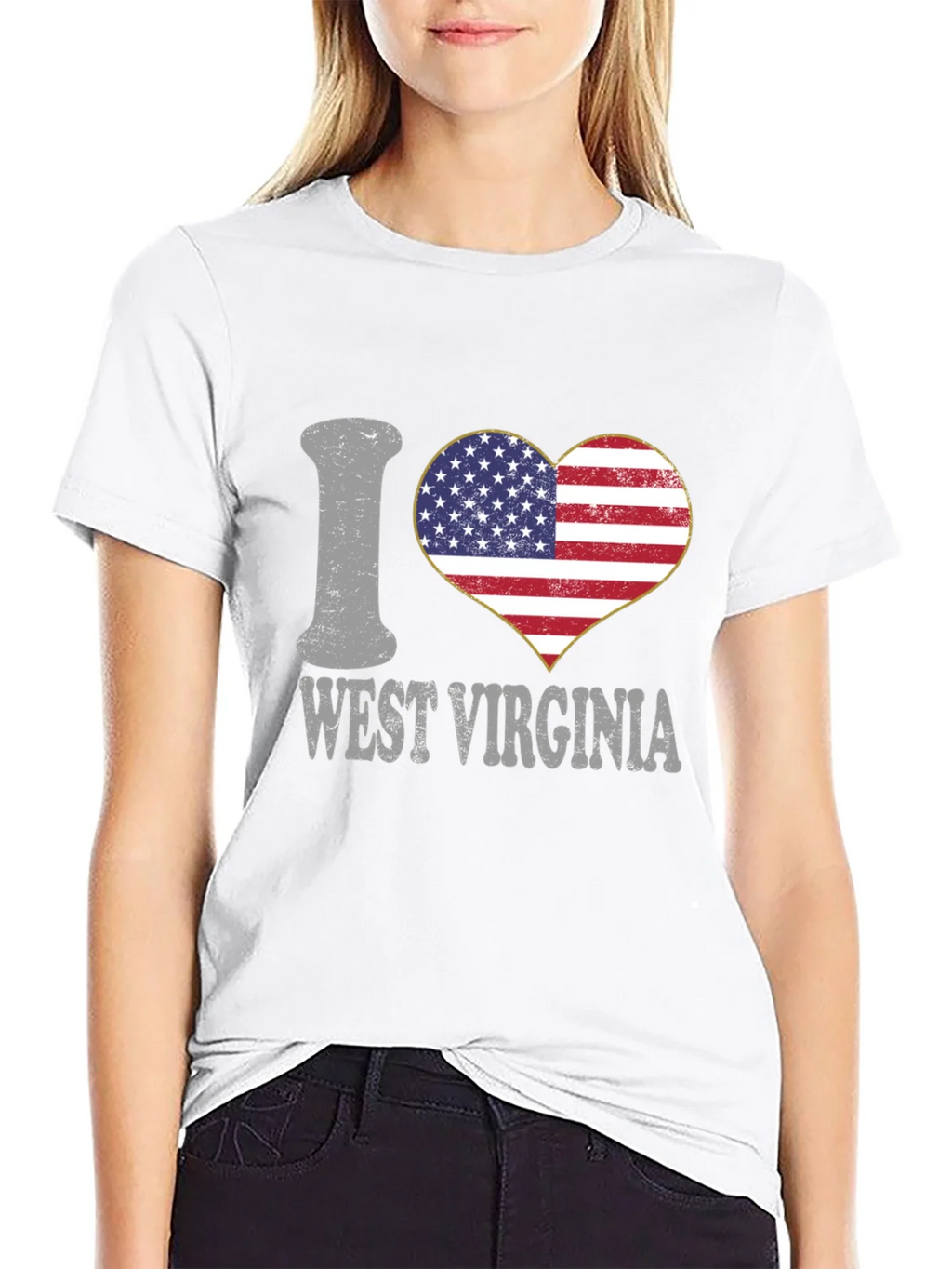 I Love West Virginia Patriotic Heart T-Shirt product image 8