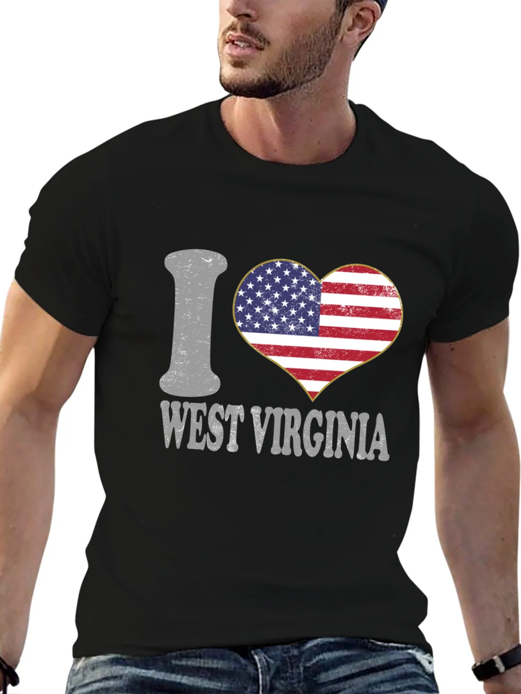 I Love West Virginia Patriotic Heart T-Shirt product image 6