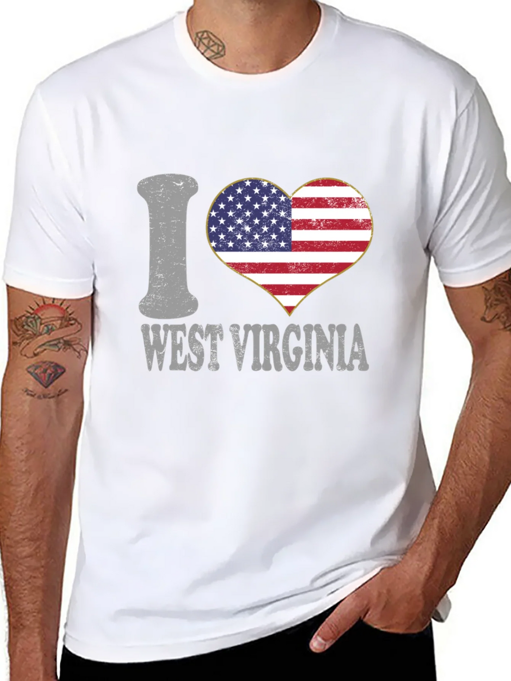 I Love West Virginia Patriotic Heart T-Shirt product image 7