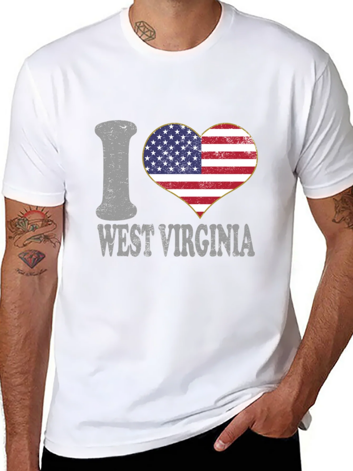 I Love West Virginia Patriotic Heart T-Shirt product image 7