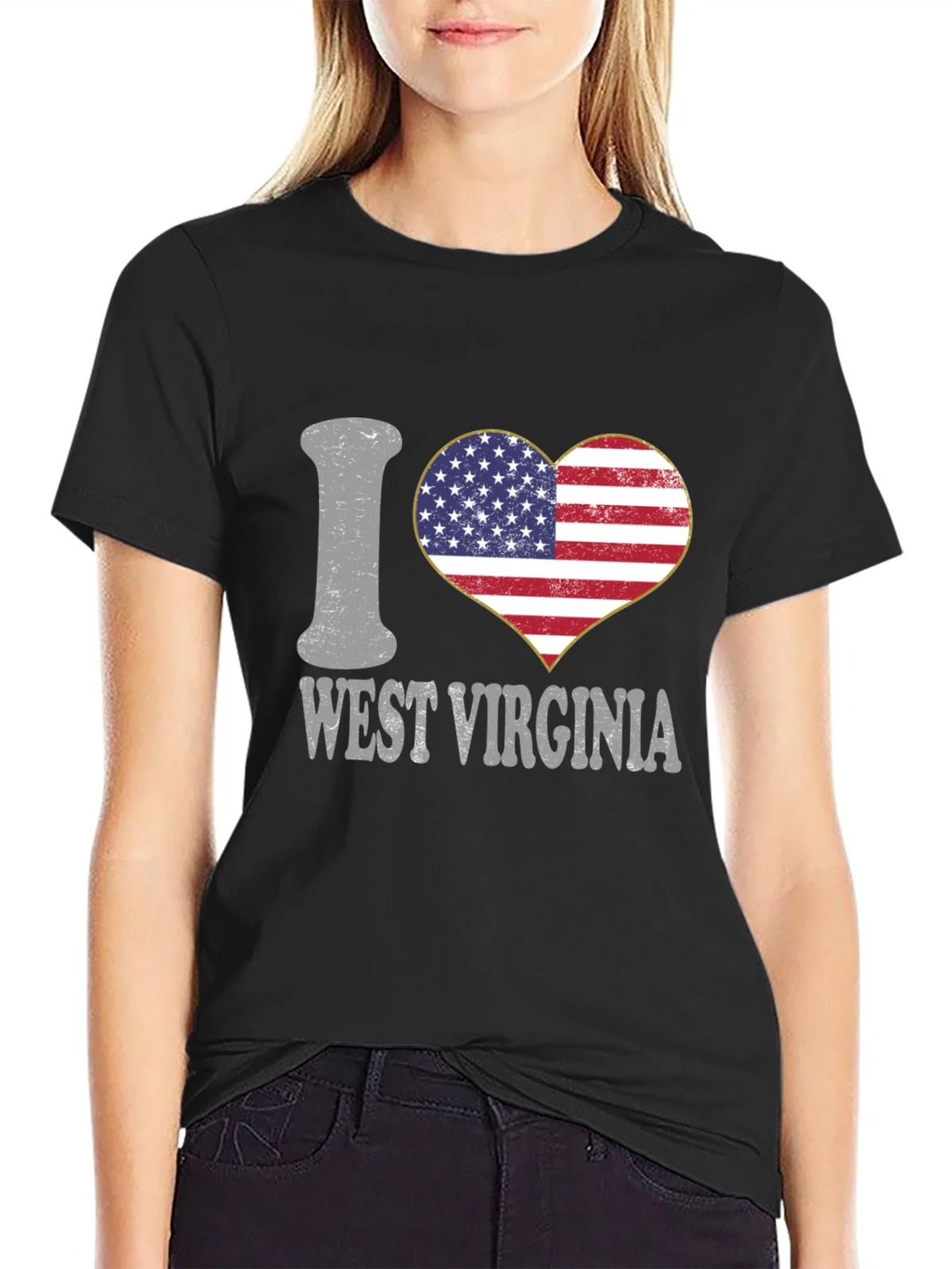 I Love West Virginia Patriotic Heart T-Shirt product image 2