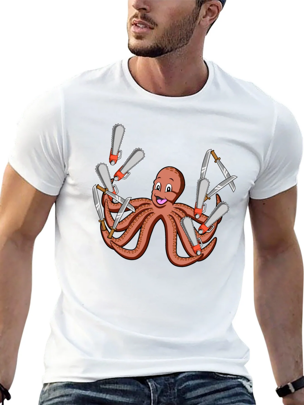 Octopus Chainsaw & Knife T-Shirt - Mens Black Tee product image 3