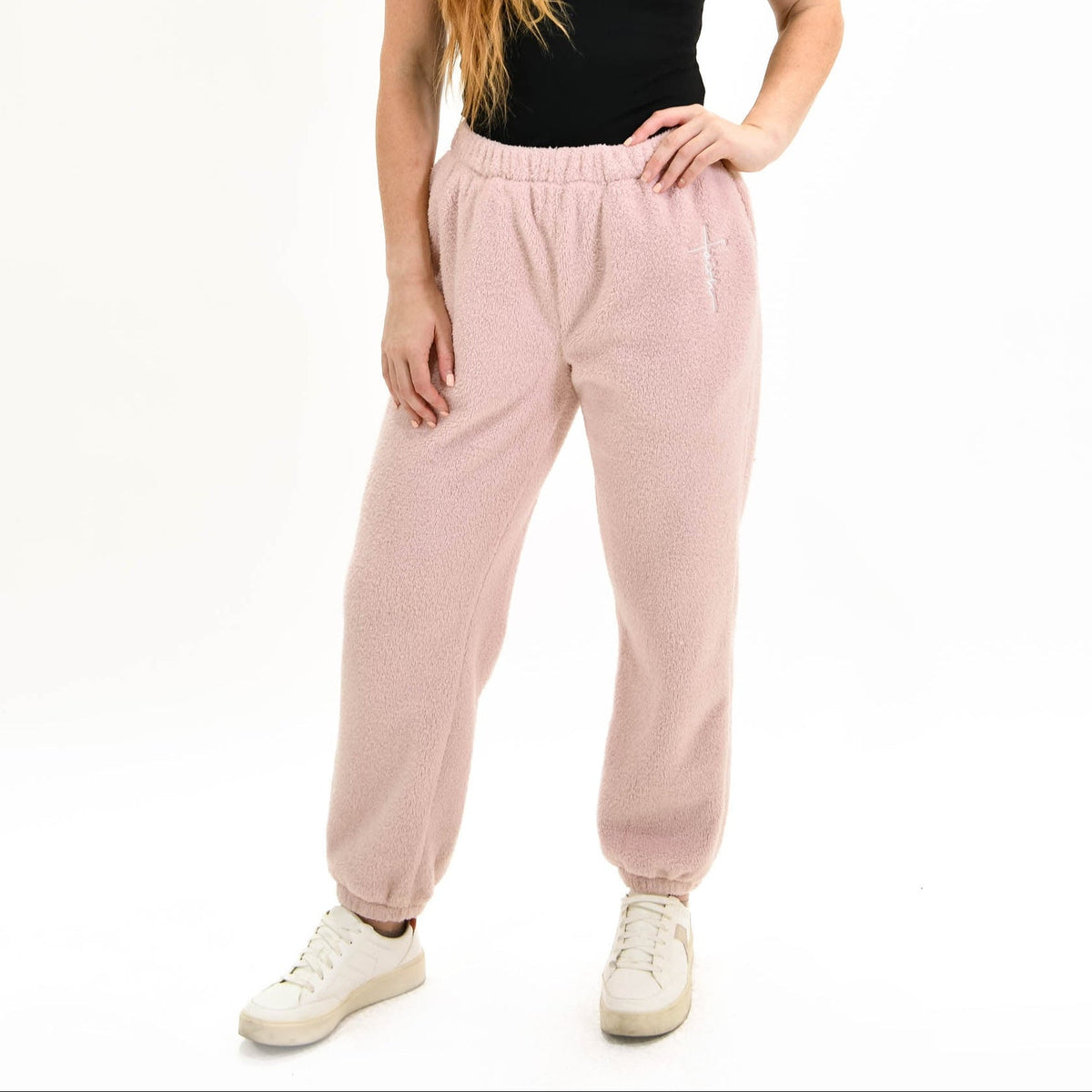 Pink Faith Cross Cozy Sherpa Fleece Half Zip Pullover & Sweatpants Bundle