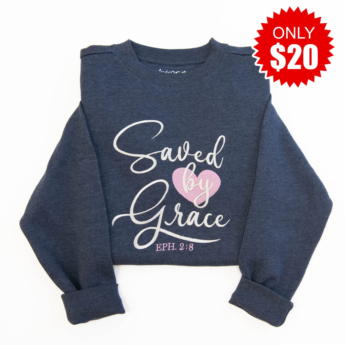 Saved by Grace Embroidered Crewneck Sweatshirt - 20 product image 1