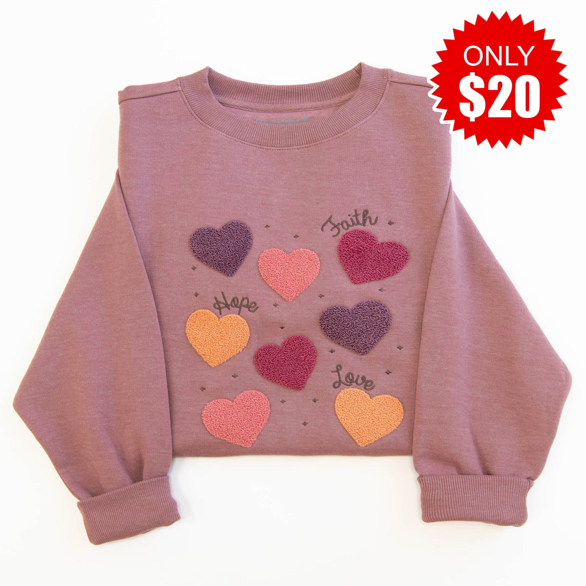 Faith Hope Love Embellished Crewneck Sweatshirt - 20 product image 1