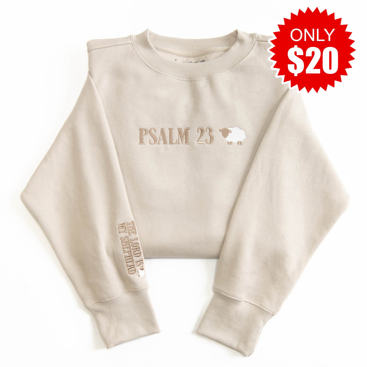 Psalm 23 Embroidered Crewneck Sweatshirt - 20 product image 1