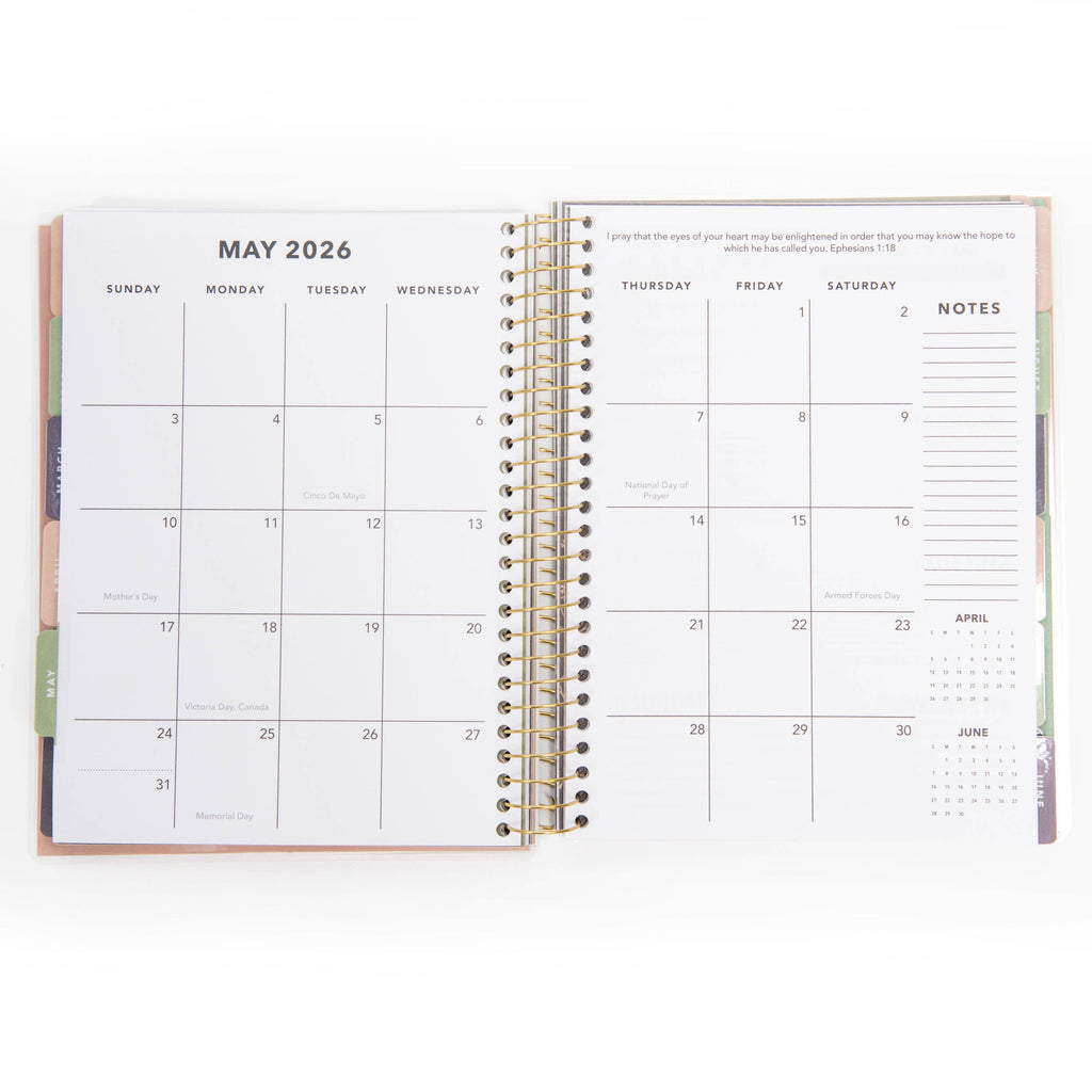 AUG 2025-DEC 2026 Floral Cross 17-Month Planner