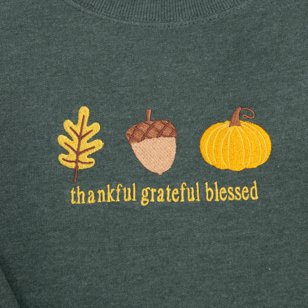 Embroidered Thankful Grateful Blessed Fall Icons Sweatshirt product image 4